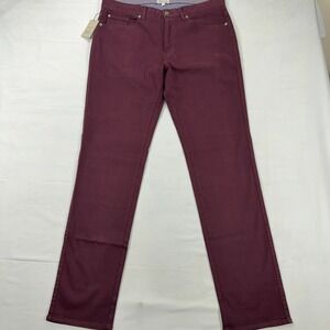 Peter Millar Sateen 5-Pocket Pants Bordeaux Burgundy MF22B39 Size 34 NWT